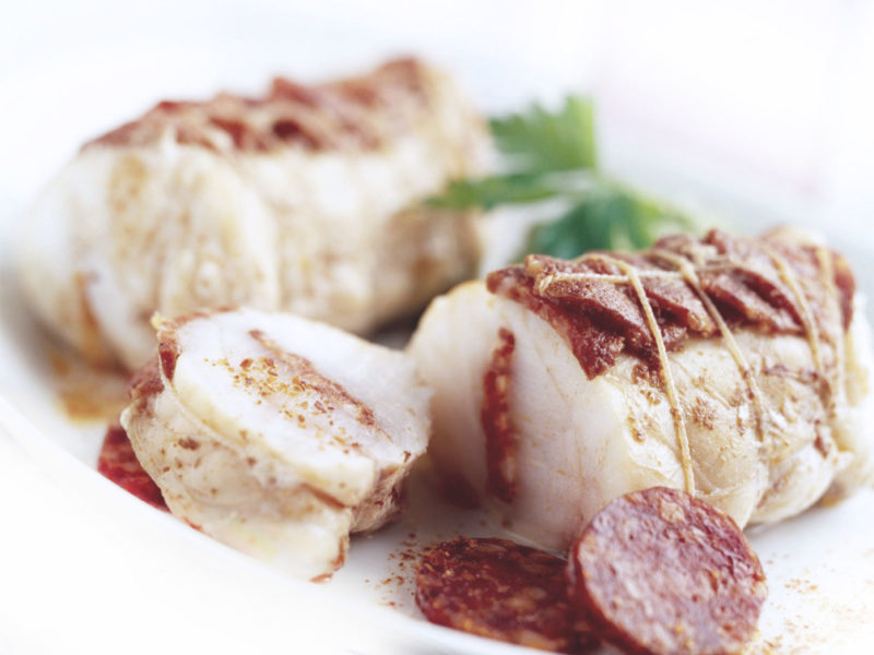 Monkfish lightly topped with butter, garlic and parsley